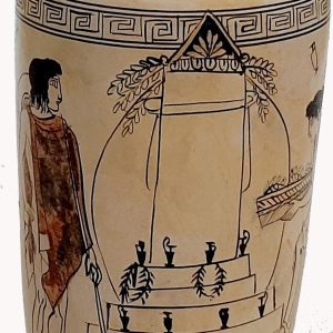 Attic white ground lekythos 30cmVisit to a grave by the Bosanquet painter