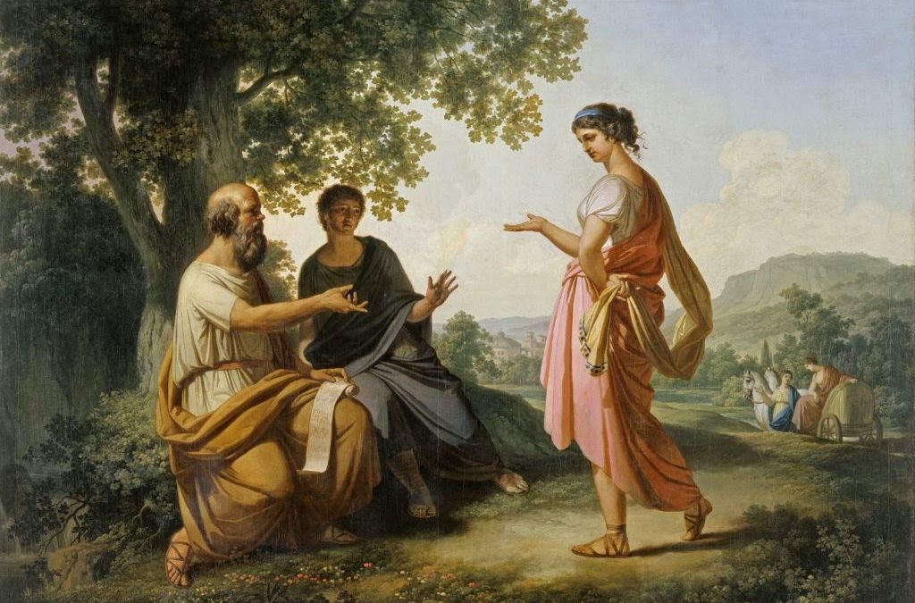 Αξιοθέα η Φλειασία, Λασθένεια η Μαντική, Ακάδημος και Ακαδημία Πλάτωνος