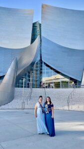 Greece shines on the iconic Los Angeles stage 10 2. Angelina and Evelina at the entrance of the impressive Walt Disney Concert Hall 1