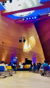 7. Angelina on stage at the Walt Disney Concert Hall