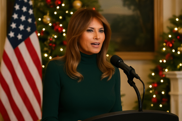 &Omicron;&mu;&iota;&lambda;ί&alpha; &tau;&eta;&sigmaf; &Mu;&epsilon;&lambda;ά&nu;&iota;&alpha; &Tau;&rho;&alpha;&mu;&pi; &sigma;&tau;&omicron;&nu; &Omicron;ί&kappa;&omicron; &Mu;&pi;&lambda;&epsilon;&rho;