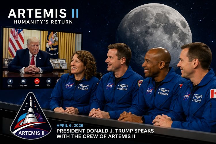 Artemis II: &Iota;&sigma;&tau;&omicron;&rho;&iota;&kappa;ή &alpha;&pi;&omicron;&sigma;&tau;&omicron;&lambda;ή &gamma;ύ&rho;&omega; &alpha;&pi;ό &tau;&eta; &Sigma;&epsilon;&lambda;ή&nu;&eta; &kappa;&alpha;&iota; &tau;&eta;&lambda;&epsilon;&phi;&omega;&nu;&iota;&kappa;ή &epsilon;&pi;&iota;&kappa;&omicron;&iota;&nu;&omega;&nu;ί&alpha; &Tau;&rho;&alpha;&mu;&pi; &mu;&epsilon; &tau;&omicron;&upsilon;&sigmaf; &alpha;&sigma;&tau;&rho;&omicron;&nu;&alpha;ύ&tau;&epsilon;&sigmaf;