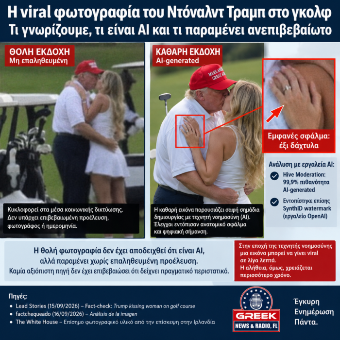 Η viral φωτογραφία του Ντόναλντ Τραμπ στο γκολφ: Τι γνωρίζουμε,τι είναι AI και τι παραμένει ανεπιβεβαίωτο Η viral φωτογραφία του Ντόναλντ Τραμπ στο γκολφ: Τι γνωρίζουμε,τι είναι AI και τι παραμένει ανεπιβεβαίωτο