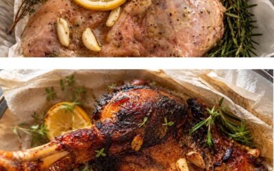 Greek Roasted Lamb with Honey and Garlic, served with Greek Lemon Potatoes
