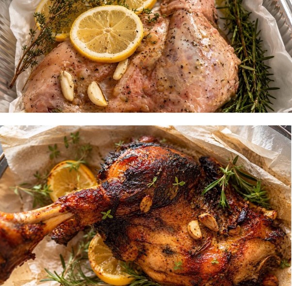 Greek Roasted Lamb with Honey and Garlic, served with Greek Lemon Potatoes